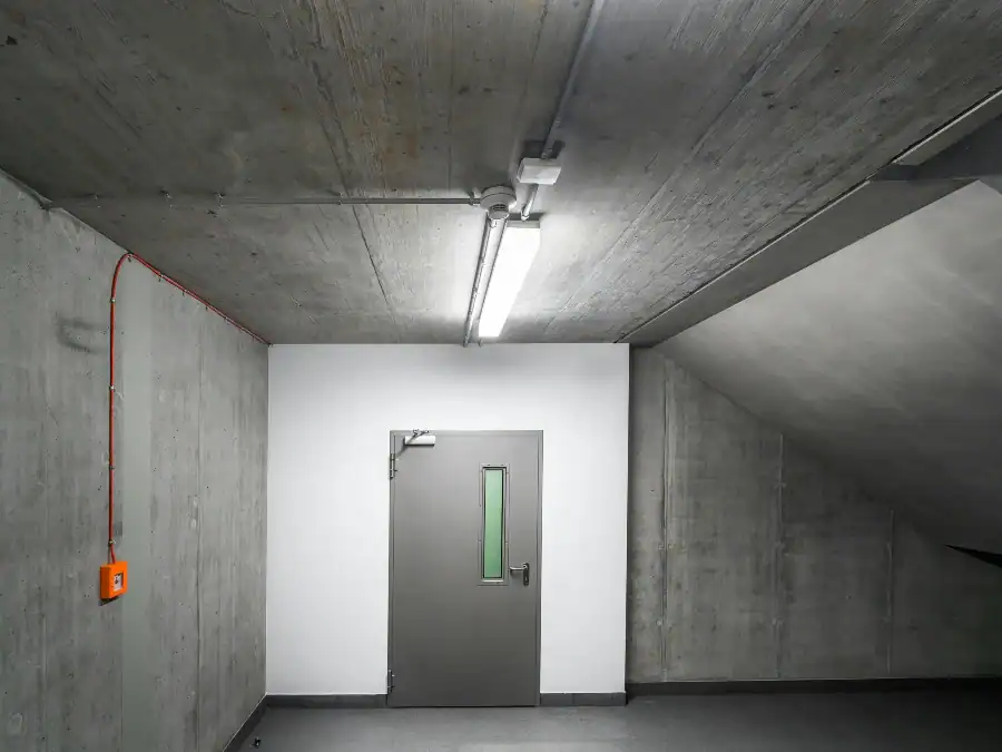 Basement with concrete room